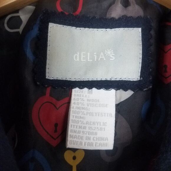 dELiA*s | Dark Blue Jacket Wool Blend Zipper - Picture 4 of 6
